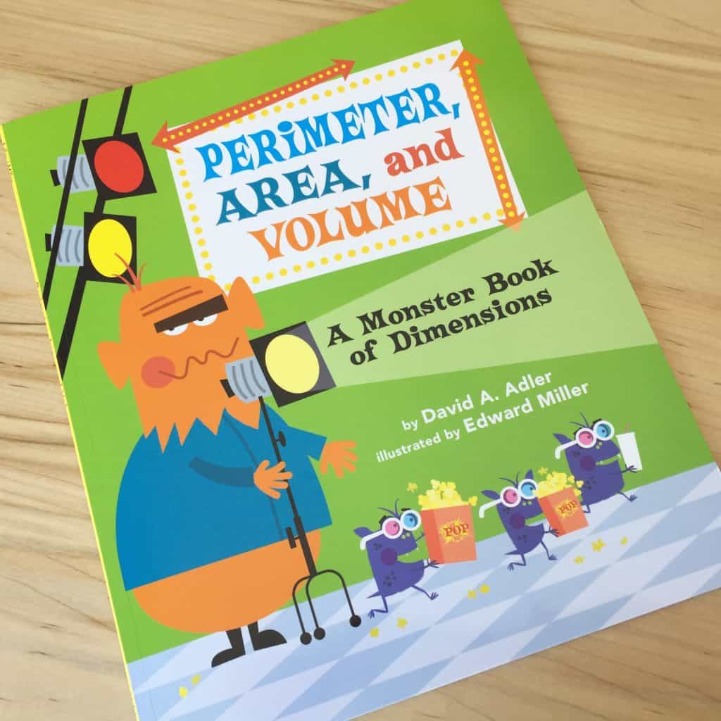 Front cover of children' book 'Perimeter, area and volume'.