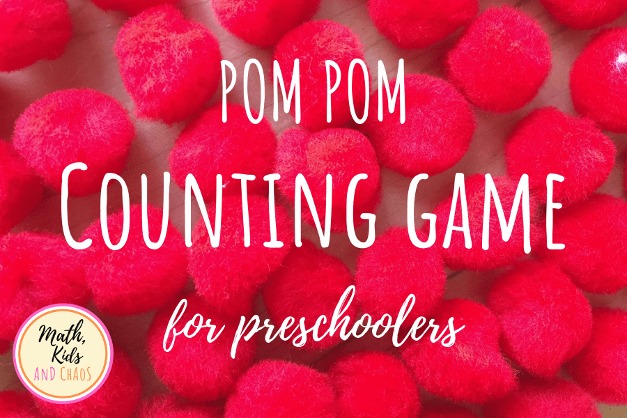 Pom pom counting game for preschoolers.