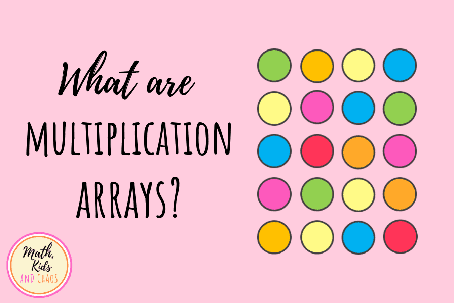 multiplication array of 5 x 4 coloured dots