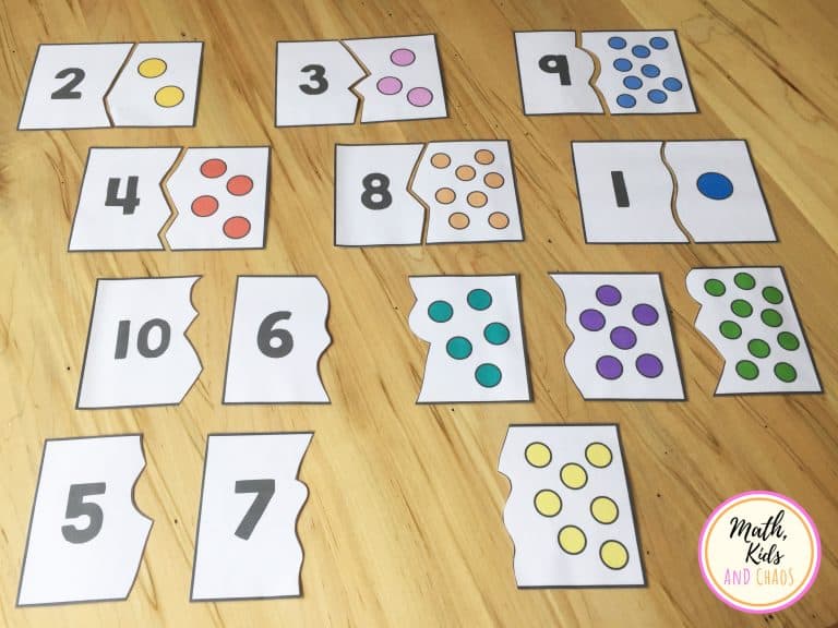 Preschool number puzzles for numbers 1 to 10 - Math, Kids and Chaos