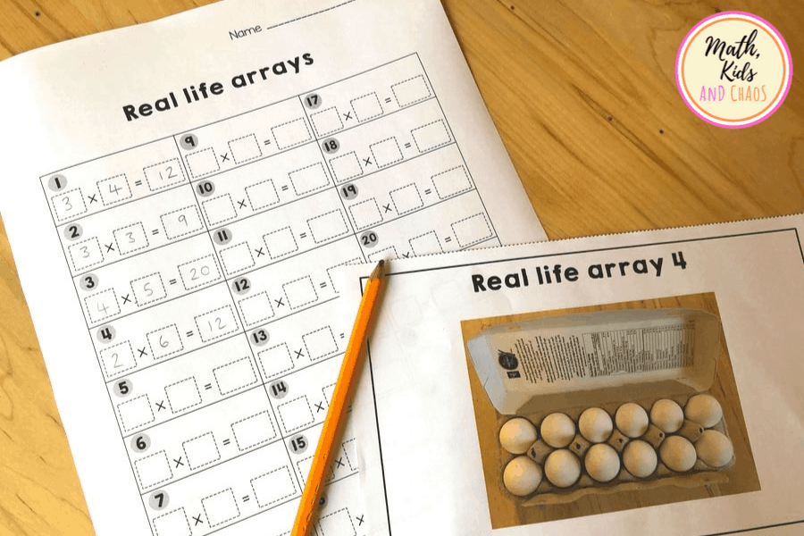 REAL LIFE ARRAYS TASK CARD AND RECORDING SHEET.