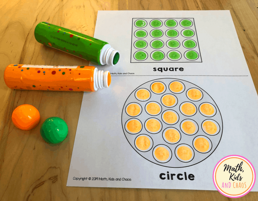 Dot marker shape printables - Math, Kids and Chaos