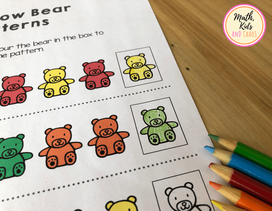 counting bear printable and colouring pencils