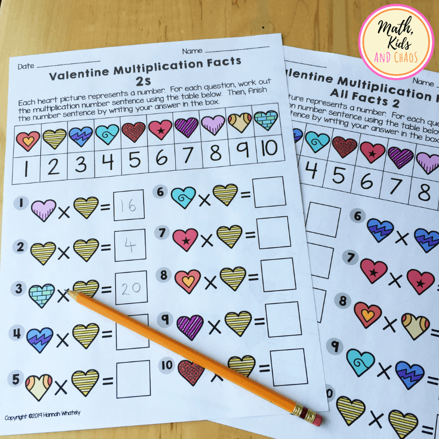  Valentine Multiplication Worksheets Math Kids And Chaos