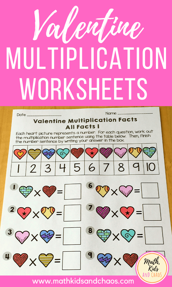 Valentine multiplication worksheets