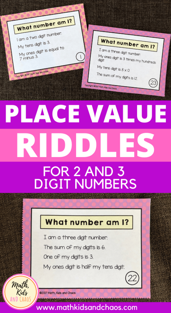 Place value riddles pin image