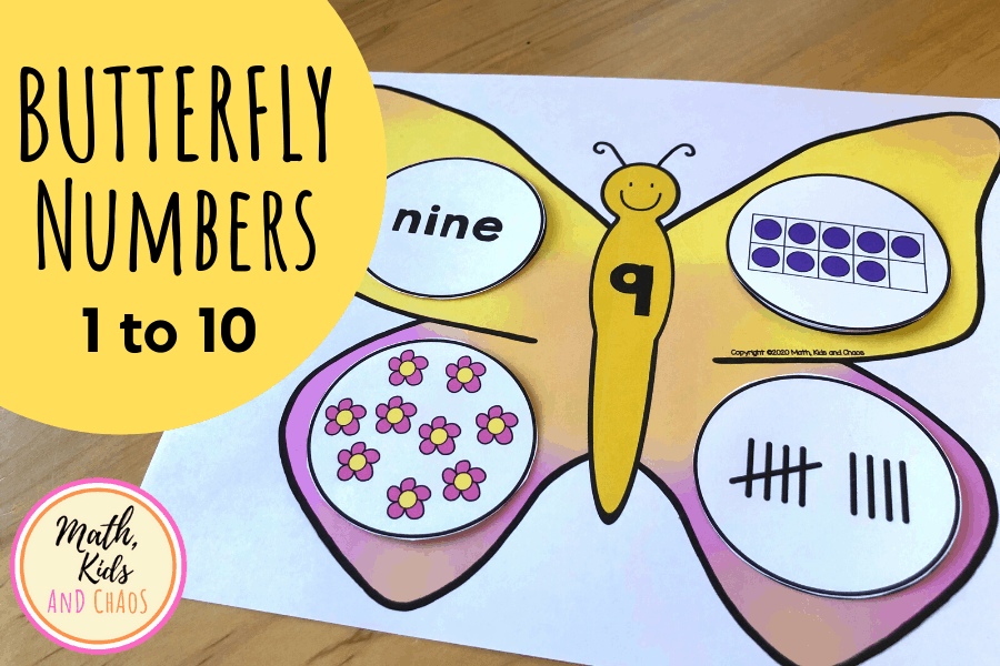 BUTTERFLY NUMBERS MATH ACTIVITY FOR NUMBERS 1 TO 10