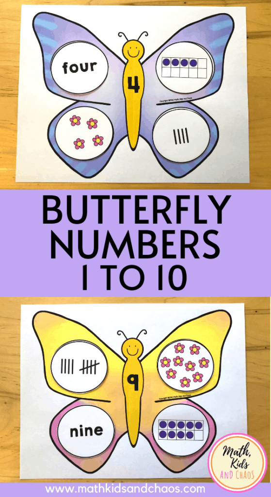 BUTTERFLY NUMBERS MATH ACTIVITY FOR NUMBERS 1 TO 10