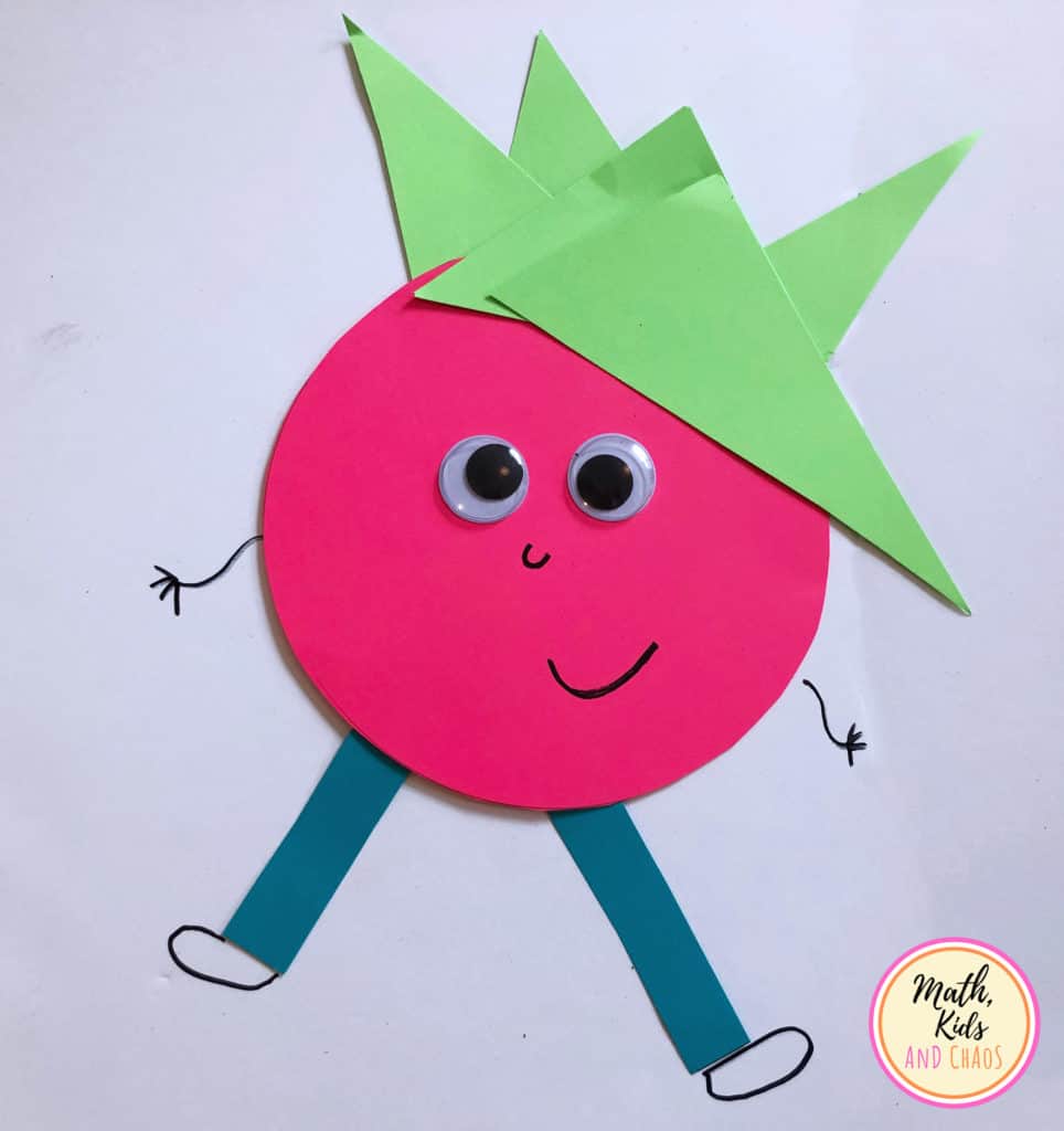 Shape person with red body and green hair