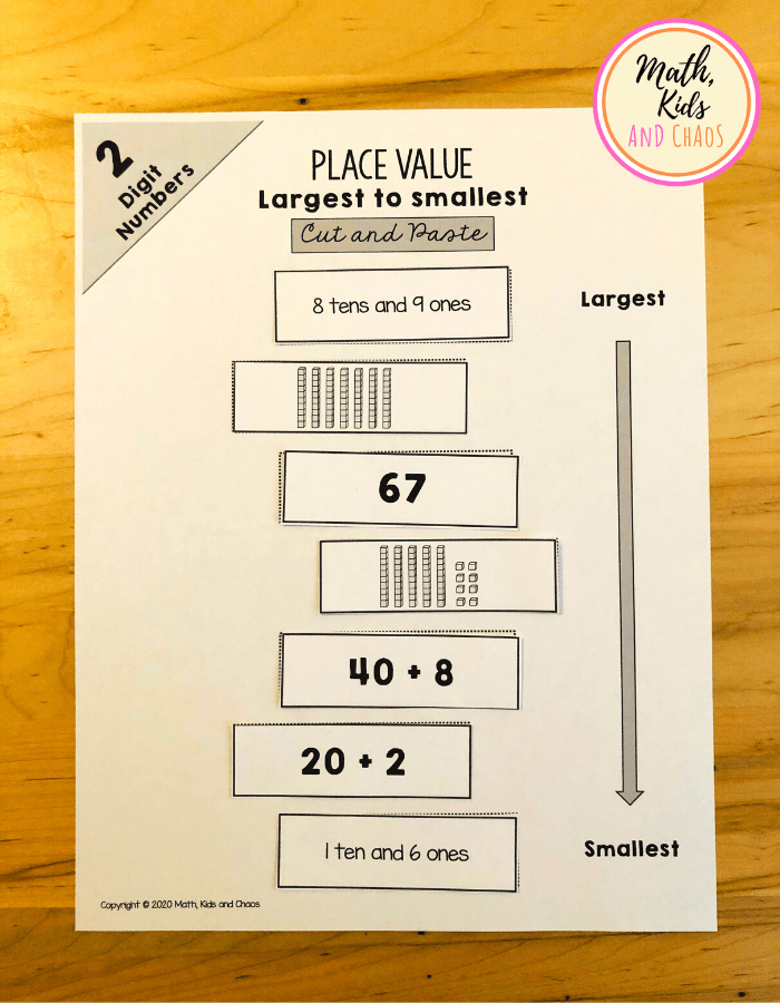 Place value printables for 2 digit numbers