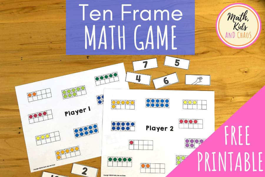 Ten frame math game for preschool and kindergarten