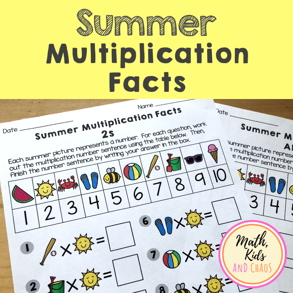 SUMMER MULTIPLICATION FACTS PRODUCT COVER