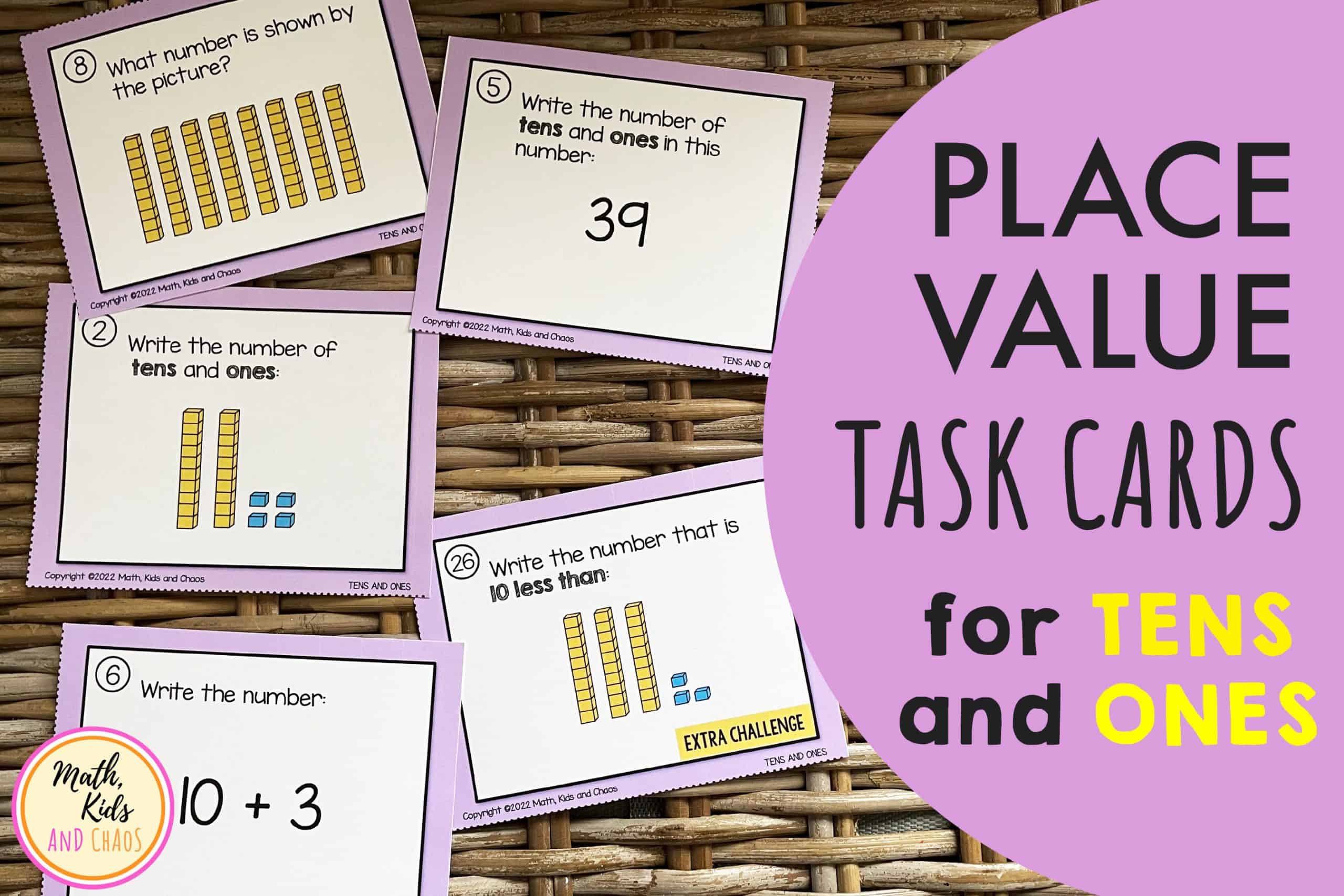 Place Value Task Cards for TENS and ONES