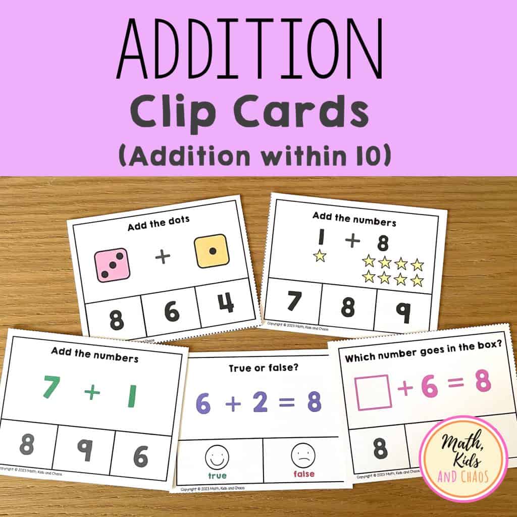 Addition Clip Cards (Addition within 10) product cover.