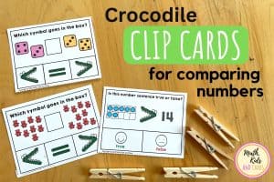 CROCODILE CLIP CARDS FOR COMPARING NUMBERS