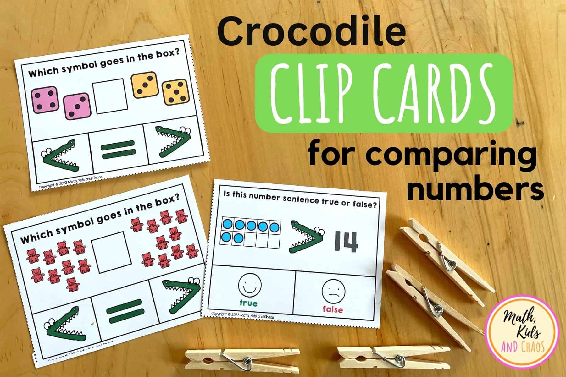 Comparing Numbers: Crocodile Clip Cards (numbers to 20)