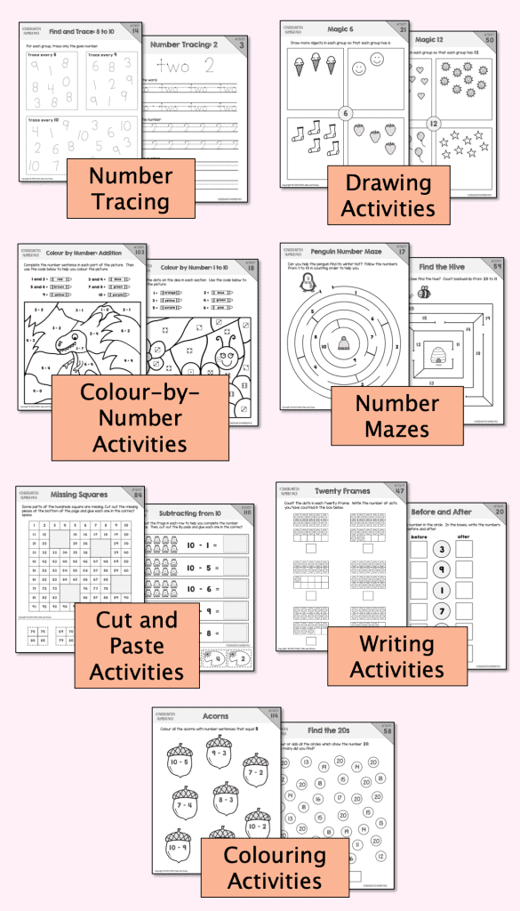 kindergarten number pack page examples
