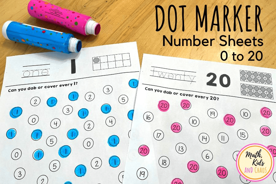 DOT MARKER NUMBER SHEETS 0 TO 2O