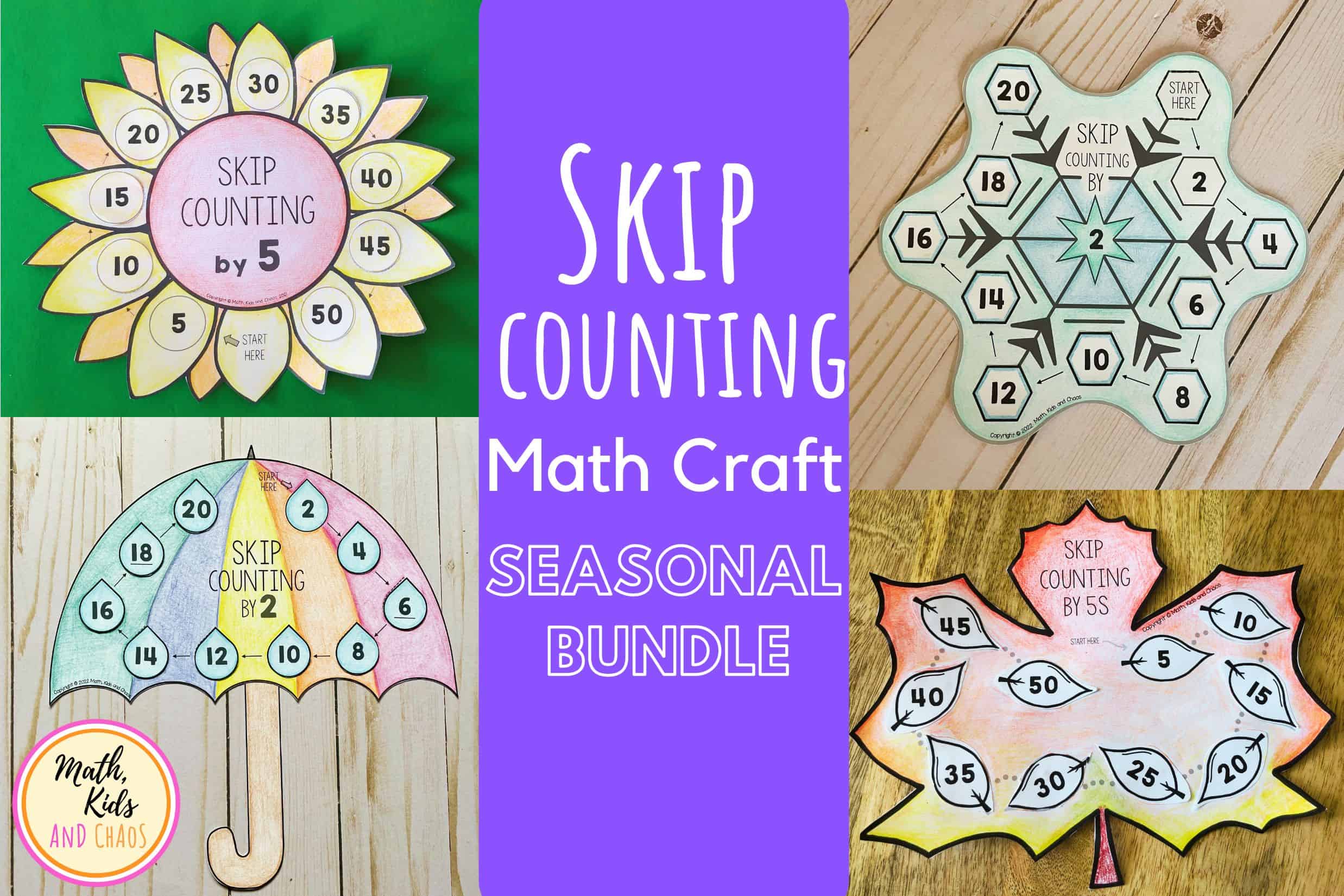 Skip Counting Math Crafts SEASONAL BUNDLE